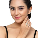 Gold-Plated  Butterfly & Leaf Shaped Pink Cubic Zirconia Studded  Ring