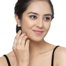 Gold-Plated  Butterfly & Leaf Shaped Pink Cubic Zirconia Studded  Ring