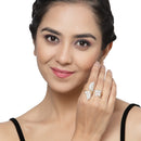 Gold-Plated  Butterfly & Leaf Shaped Pink Cubic Zirconia Studded  Ring