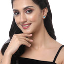 Rhodium-Plated Silver Toned Multi-Colour American Diamond studded Geometric Shape Stud Earrings (Combo Of 7)