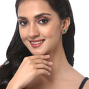 Rhodium-Plated Silver Toned Multi-Colour American Diamond studded Geometric Shape Stud Earrings (Combo Of 6)