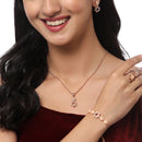 Rose Gold-Plated White American Diamond studded Star Shaped Jewellery Set