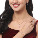 Rose Gold-Plated White American Diamond studded Oval Shaped Jewellery Set