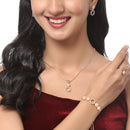 Rose Gold-Plated White American Diamond studded Geometric Shaped Jewellery Set