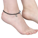Rhodium Plated Silver Toned Butterfly Shaped Evil Eye Studded Charm Anklets