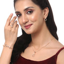 Rose Gold-Plated White American Diamond studded Geometric Shaped Jewellery Set