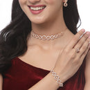 Rose Gold-Plated White American Diamond studded Circular Shaped Jewellery Set