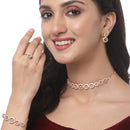 Rose Gold-Plated White American Diamond studded Circular Shaped Jewellery Set