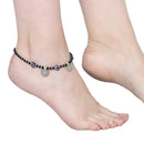 Rhodium Plated Silver Toned White Cubic Zirconia Stone Evil Eye Studded Charm Anklets