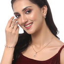 Rose Gold-Plated White American Diamond studded Square Shaped Jewellery Set