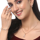 Rose Gold-Plated White American Diamond studded Square Shaped Jewellery Set