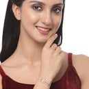 Rose Gold Plated White Floral Shaped American Diamond Studded  Bracelet