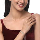 Rose Gold-Plated Floral Shaped Sea Green American Diamond Studded Bracelet