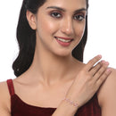 Rose Gold-Plated Pink Floral Shaped American Diamond Studded  Bracelet