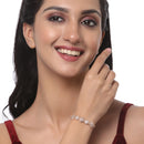 Rose Gold Plated  American Diamond Studded Floral & Star Charm Adjustable Bracelet Combo Set of 2