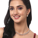 Gold-Plated Pear White American Diamond Studded Necklace with Earrings Jewellery Set
