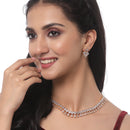 Gold-Plated Pear White American Diamond Studded Necklace with Earrings Jewellery Set