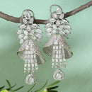 Rhodium-Plated White American Diamond studded Quikry Drop Earrings