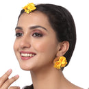 Gold-Plated Pearl Yellow Gota Patti Flower Maang Tikka Set