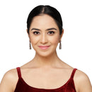 Rose Gold-Plated Gunmetal Toned Pink American Diamond studded Classic Drop Earrings