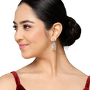 Rose Gold-Plated Gunmetal Toned Pink American Diamond studded Classic Drop Earrings