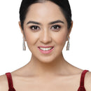 Rhodium-Plated Pink American Diamond studded Classic Drop Earrings