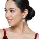 Rhodium-Plated Pink American Diamond studded Classic Drop Earrings