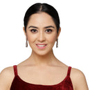 Rose Gold-Plated Gunmetal Toned Sea Green American Diamond studded Classic Drop Earrings