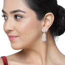 Rhodium-Plated White American Diamond studded Quirky Shaped Drop Earrings