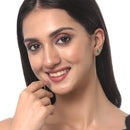 Rhodium-Plated Silver Toned Green American Diamond studded Needle Drop Earrings (Combo Of 4)