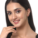 Rhodium-Plated Silver Toned Red American Diamond studded Needle Drop Earrings (Combo Of 4)