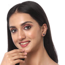 Rhodium-Plated Silver Toned Blue American Diamond studded Needle Drop Earrings (Combo Of 4)