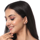 Rhodium-Plated Silver Toned Blue American Diamond studded Needle Drop Earrings (Combo Of 4)