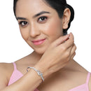 Rhodium-Plated White American Diamond Studded Handcrafted Kada Bracelet