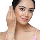 Rhodium-Plated White American Diamond Studded Handcrafted Kada Bracelet