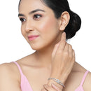 Rhodium-Plated Silver Toned White American Diamond Studded Kada Bracelet