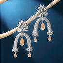Rhodium-Plated Orange American Diamond studded Quirky Handcrafted Drop Earrings