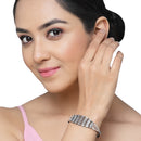 Rose Gold-Plated Black Toned Multi Row White American Diamond Studded  Bracelet