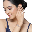 Rose Gold-Plated Black Toned Flower Shaped White American Diamond Studded  Bracelet