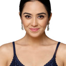 Rhodium-Plated Green American Diamond studded Classic Drop Earrings