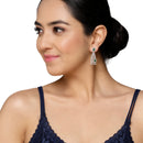 Rhodium-Plated Green American Diamond studded Classic Drop Earrings