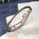 Rose Gold-Plated Black Toned Pink American Diamond Studded Kada Bracelet