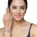 Silver-Plated White American Diamond Studded Handcrafted Bangles Set of 2