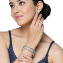 Silver-Plated White American Diamond Studded Handcrafted Bangles Set of 2