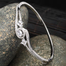 Rhodium Plated Silver Toned Round White American Diamond Studded  Bracelet