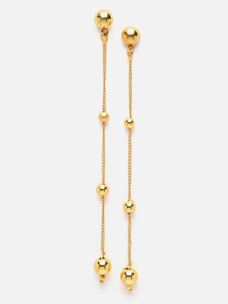 Gold-Toned Pearls Tasselled Classic Drop Earrings