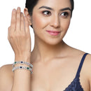 Rhodium-Plated Multi-Colour Square Shape American Diamond Studded Handcrafted Bangles Set of 2