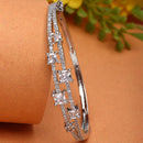 Rhodium-Plated Silver Toned Square Shaped White American Diamond Studded Bracelet