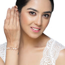 Rose Gold Plated Halo Star Charm Beaded & Floral Design  Set Of 2 Stackable Adjustable Bracelet