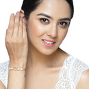 Rose Gold Plated American Diamond Studded Heart & Star Charm Adjustable Bracelet Combo Set of 2